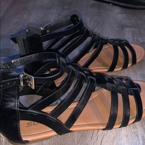 Black strappy ankle sandals